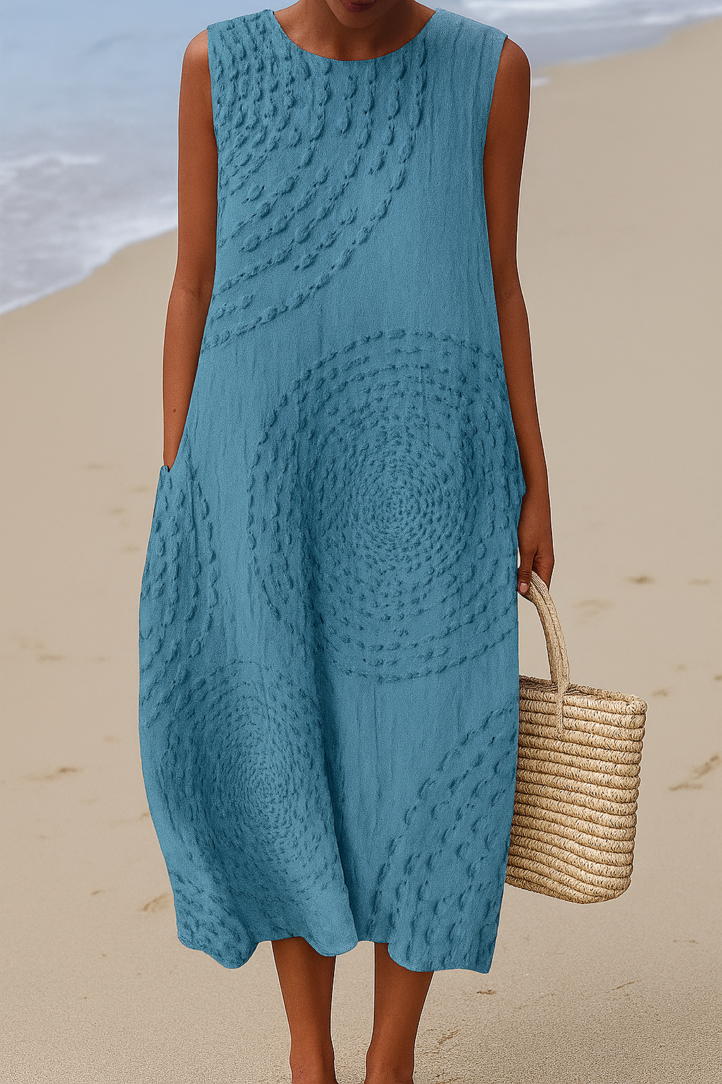 Sukienka midi bez rękawów – Prosta elegancja na letnie dni