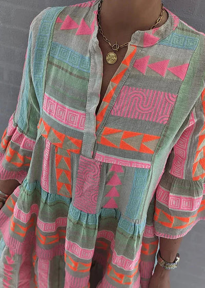 Damska Sukienka Zofia Styl – Kolorowa Radość i Lekkość