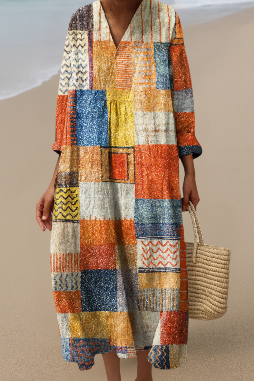 Sukienka Patchwork Boho – Artystyczny Styl, Komfort przez Cały Dzień